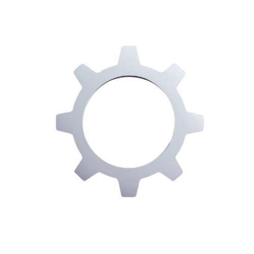 White gear-shaped object on a white background