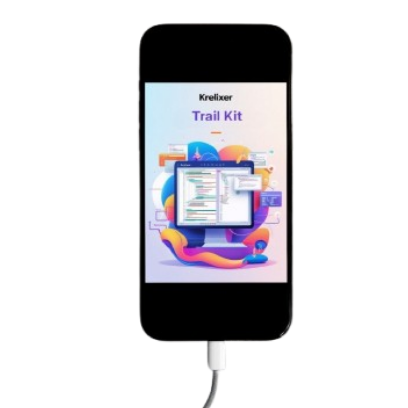 Smartphone displaying a colorful app interface with a white background